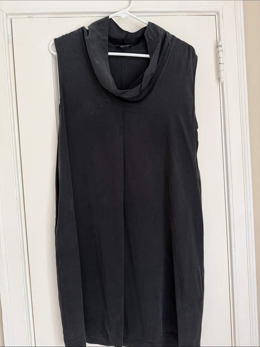 Women's Silk Sleeveless Cowl Neck Black Dress
